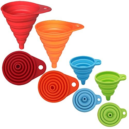 KongNai 4-Pack Silicone Collapsible Kitchen Funnels