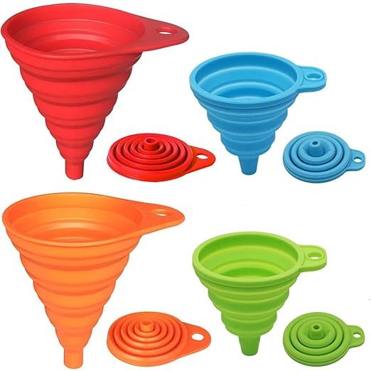 KongNai 4-Pack Silicone Collapsible Kitchen Funnels