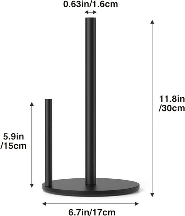 Paper Towel Holder Black – Stainless Steel Countertop Roll Dispenser