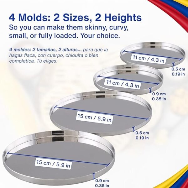 719OBngq4eL._AC_SX679_ Stainless Steel Arepas & Gorditas Molder – Double Size & Thickness