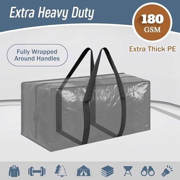 Extra Heavy Duty Large Moving Bags with Zipper & Handles – 6 Pack