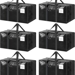 Extra Heavy Duty Large Moving Bags with Zipper & Handles – 6 Pack