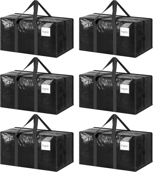 Extra Heavy Duty Large Moving Bags with Zipper & Handles – 6 Pack
