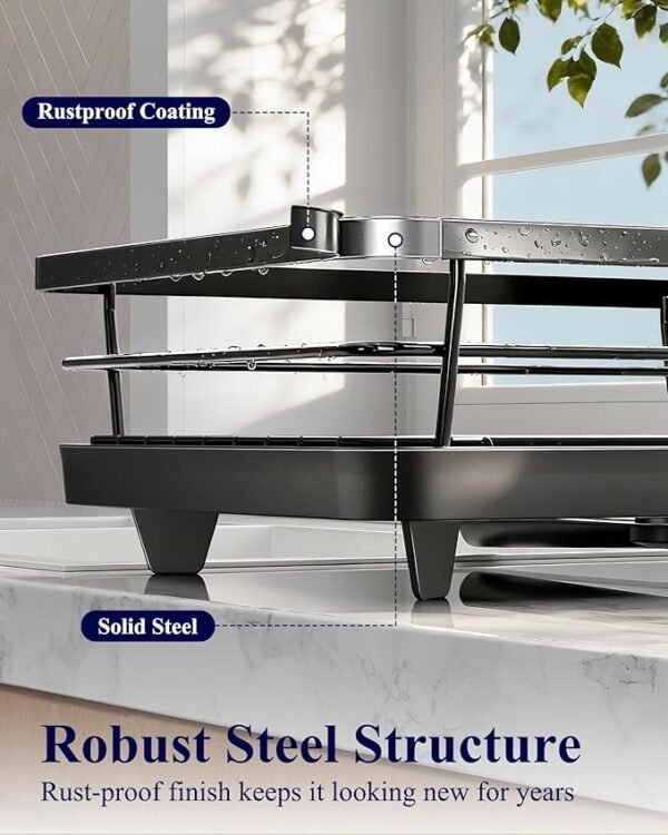 71Qy5xpp4FL._AC_SX679_ Kitsure Stainless Steel Dish Drying Rack with Cutlery Holder – Black