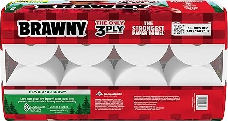 71evVNzaL2L._AC_SX466_ Brawny 3-Ply Tear-A-Square Paper Towels, 8 Triple Rolls
