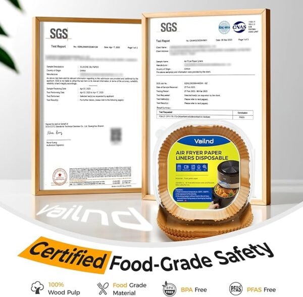 Air Fryer Paper Liners 8 Inch – 125 Pcs Disposable Parchment