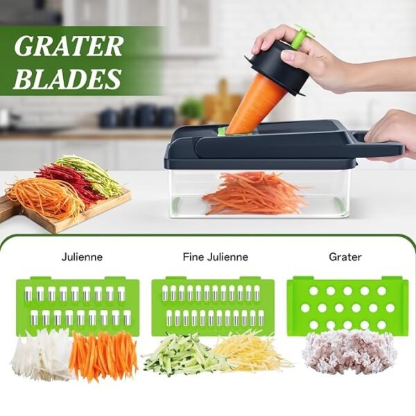 HomeHacks 12-in-1 Vegetable Chopper & Kitchen Gadget, Green
