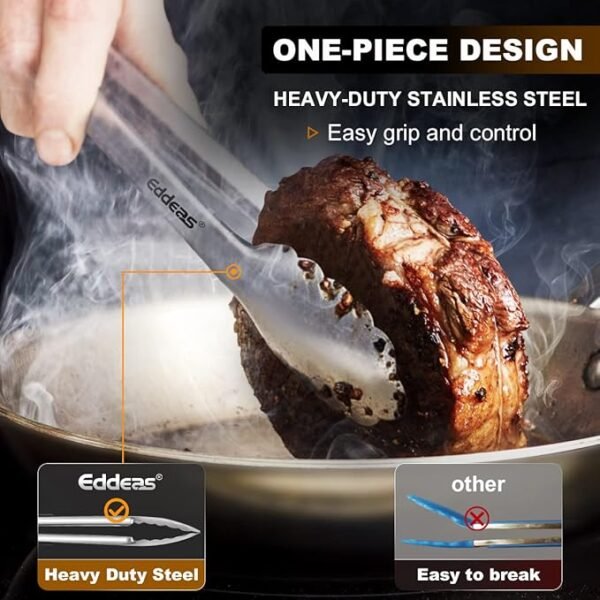 3-Piece Stainless Steel Kitchen Tongs – Heat Resistant