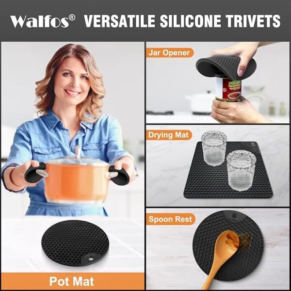 71rgHtOxn5L._AC_SX679_ Walfos 4-Pack Silicone Trivet Mats – Heat Resistant & Non-Slip