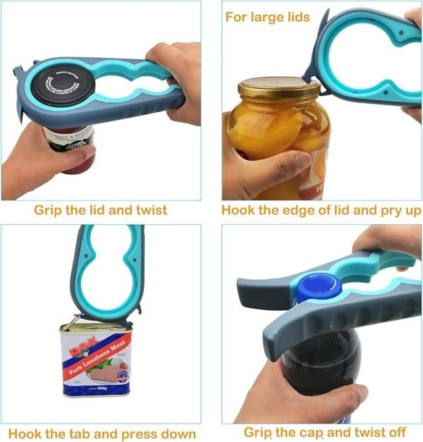 Multi-Purpose Jar & Bottle Opener for Weak Hands