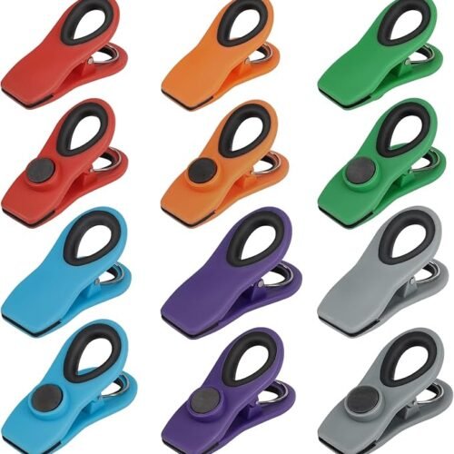 TACGEA 12-Pack Magnetic Food Bag Clips – Multicolor