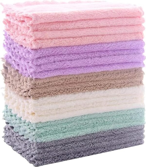 24-Pack Coral Fleece Dishcloths – Super Absorbent, Reusable