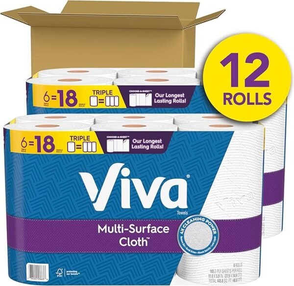 Viva Multi-Surface Cloth Paper Towels, 12 Triple Rolls