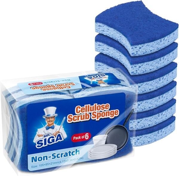 MR.SIGA Non-Scratch Dishwashing Sponges – 12 Pack