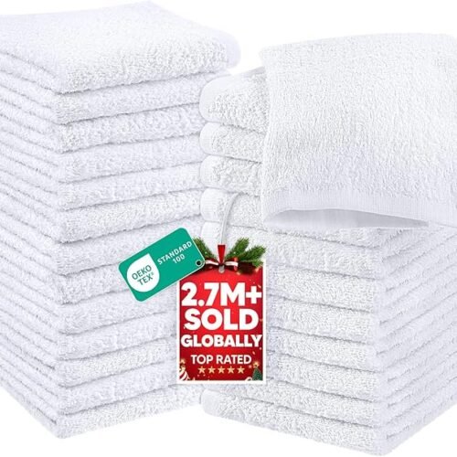 Cotton Washcloths Set, 24 Pack – Soft & Absorbent