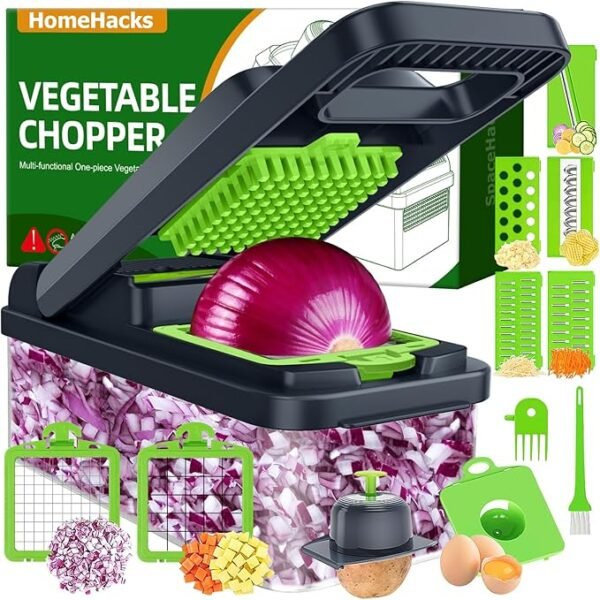 HomeHacks 12-in-1 Vegetable Chopper & Kitchen Gadget, Green