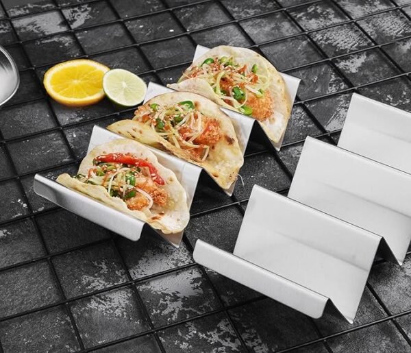 Stainless Steel Taco Holders Rack – 4 Pack Taco Stand