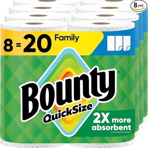 Bounty Quick Size Paper Towels, 8 Family Rolls – White, 856 Sheets