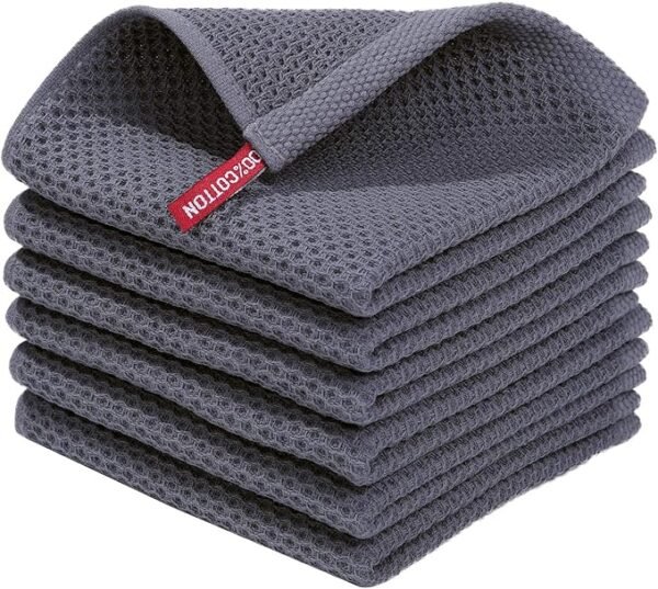 Homaxy 6-Pack Cotton Waffle Weave Dish Cloths – Dark Grey