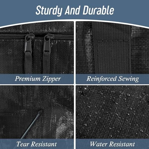 Extra Heavy Duty Large Moving Bags with Zipper & Handles – 6 Pack